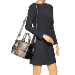 Dkny Beige/Black Python Embossed Leather Satchel