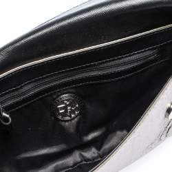 Pre Owned Dkny Metallic Grey Leather Flap Chain Clutch