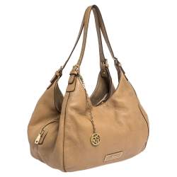 مملوكة مسبقًا DKNY Tan Leather Double Handle Hobo