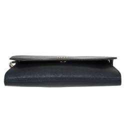 Pre Owned DKNY Black Leather Flap Chain Shoulder Bag