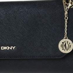 Pre Owned DKNY Black Leather Flap Chain Shoulder Bag