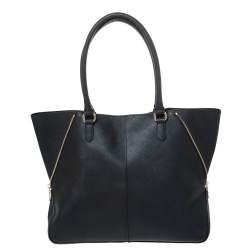Pre Owned DKNY Black Leather Zip Side Shopper Tote