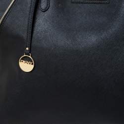 Pre Owned DKNY Black Leather Zip Side Shopper Tote