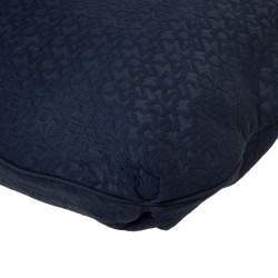 Pre Owned DKNY Blue/Brown Signature Canvas and Croc Embossed Leather Hobo