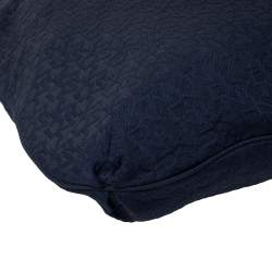 Pre Owned DKNY Blue/Brown Signature Canvas and Croc Embossed Leather Hobo