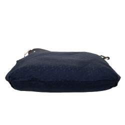 Pre Owned DKNY Blue/Brown Signature Canvas and Croc Embossed Leather Hobo