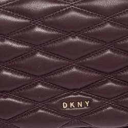 Pre Owned Dkny Burgundy Quilted Leather Flap Chain Clutch Bag