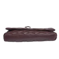 Pre Owned Dkny Burgundy Quilted Leather Flap Chain Clutch Bag