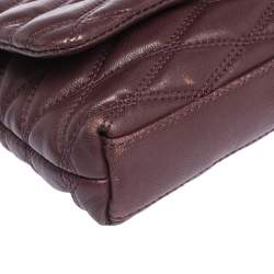 Pre Owned Dkny Burgundy Quilted Leather Flap Chain Clutch Bag