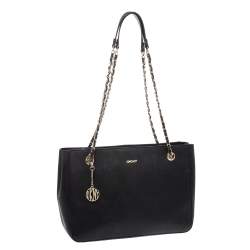 Pre Owned Dkny Black Leather Chain Handle Tote
