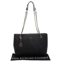 Pre Owned Dkny Black Leather Chain Handle Tote