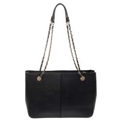 Pre Owned Dkny Black Leather Chain Handle Tote