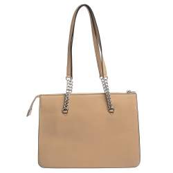 Pre Owned DKNY Beige Leather Bryant Zip Tote