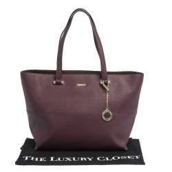 Pre Owned DKNY Burgundy Leather Donna Karan Zip Tote
