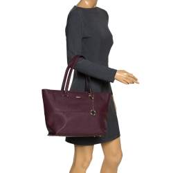 Pre Owned DKNY Burgundy Leather Donna Karan Zip Tote