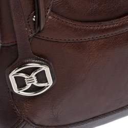 Pre Owned حقيبة هوبو دي كي أن واي بسحاب جلد بني داكن