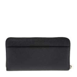 Pre Owned Dkny Black Leather Bryant Park Zip Around Wallet