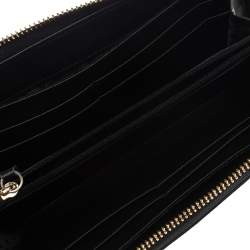 Pre Owned Dkny Black Leather Bryant Park Zip Around Wallet