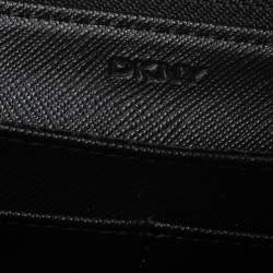 Pre Owned Dkny Black Leather Bryant Park Zip Around Wallet