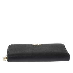 Pre Owned Dkny Black Leather Bryant Park Zip Around Wallet