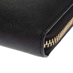Pre Owned Dkny Black Leather Bryant Park Zip Around Wallet