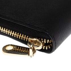 Pre Owned Dkny Black Leather Bryant Park Zip Around Wallet