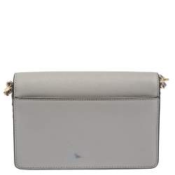 Pre Owned Dkny Grey Leather Chain Shoulder Bag