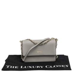 Pre Owned Dkny Grey Leather Chain Shoulder Bag