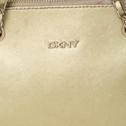 Pre Owned Dkny Gold Leather Dome Chain Shoulder Bag