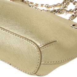 Pre Owned Dkny Gold Leather Dome Chain Shoulder Bag