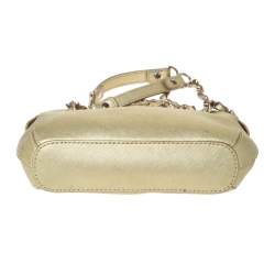 Pre Owned Dkny Gold Leather Dome Chain Shoulder Bag