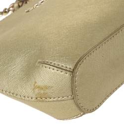Pre Owned Dkny Gold Leather Dome Chain Shoulder Bag