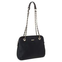 Pre Owned حقيبة كتف دي كيه إن واي "كاميل" دوم جلد أسود