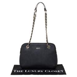 Pre Owned حقيبة كتف دي كيه إن واي "كاميل" دوم جلد أسود