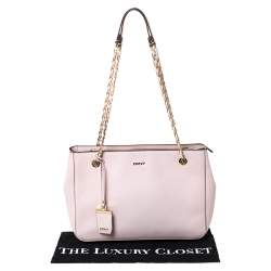 Pre Owned Dkny Pink Leather Bryant Park Chain Tote