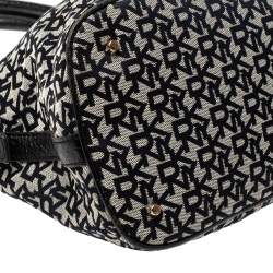 Pre Owned حقيبة دي كيه إن واي دوم ساتشيل جلد و كانفاس أسود و رصاصي