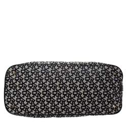 Pre Owned حقيبة دي كيه إن واي دوم ساتشيل جلد و كانفاس أسود و رصاصي