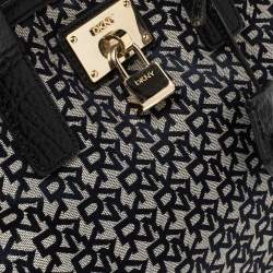 Pre Owned حقيبة دي كيه إن واي دوم ساتشيل جلد و كانفاس أسود و رصاصي