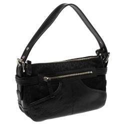 Pre Owned حقيبة كتف دي كيه إن واي جلد و كانفاس أسود