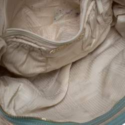 Pre Owned DKNY Beige/Blue Monogram Canvas and Leather Satchel