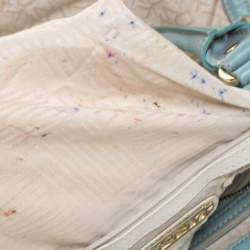 Pre Owned DKNY Beige/Blue Monogram Canvas and Leather Satchel