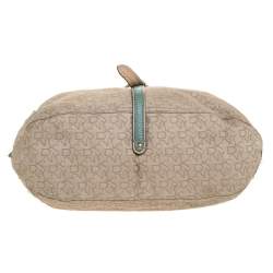 Pre Owned DKNY Beige/Blue Monogram Canvas and Leather Satchel