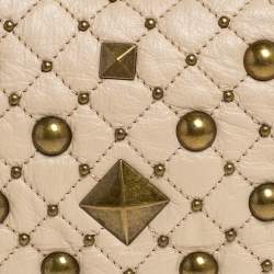 Pre Owned Dkny Beige Quilted Leather Studded Hobo