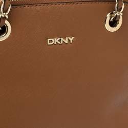Pre Owned Dkny Tan Leather Dome Chain Shoulder Bag