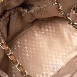 Pre Owned Dkny Tan Leather Dome Chain Shoulder Bag