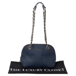 Pre Owned Dkny Blue Leather Camille Chain Shoulder Bag
