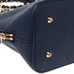 Pre Owned Dkny Blue Leather Camille Chain Shoulder Bag