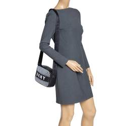 Pre Owned DKNY Black Leather and Mesh Camera Crossbody Bag