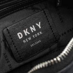 Pre Owned DKNY Black Leather and Mesh Camera Crossbody Bag
