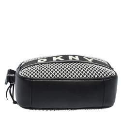 Pre Owned DKNY Black Leather and Mesh Camera Crossbody Bag